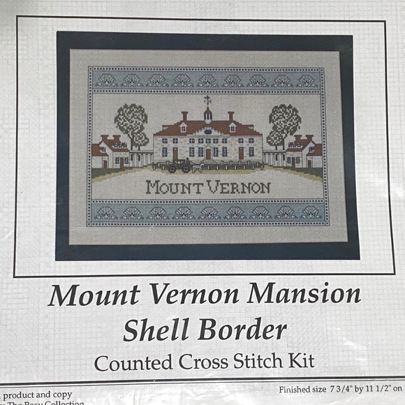 The Posy Collection Other - Vtg 90s Washington's Mount Vernon Mansion Shell Border Counted Cross Stitch Kit
